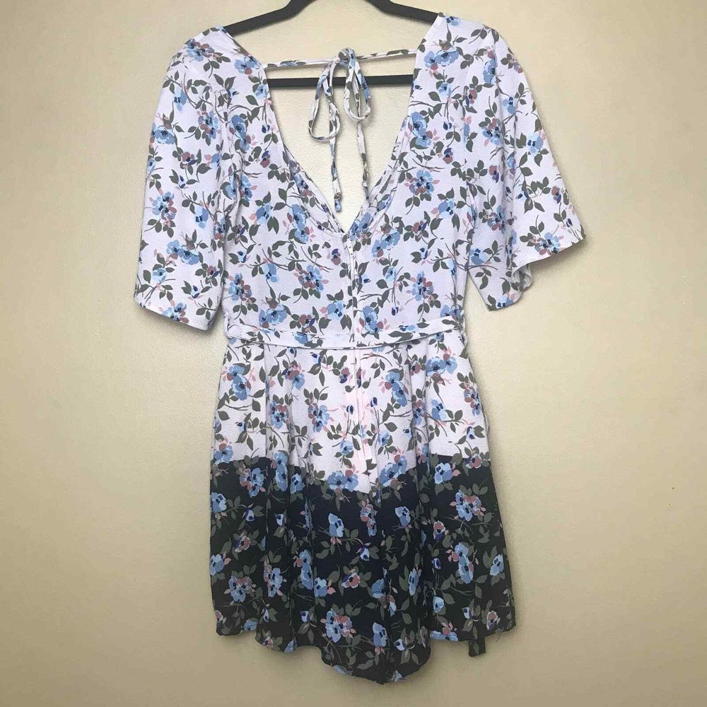TRIXXI Romper Womens Medium Floral Color‎ Block Pink Surplice V Neckline Kimono - Picture 4 of 13